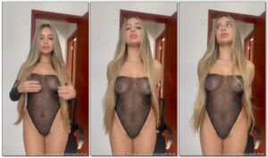 A modelo Amanda Al Cunha sensualizando com um look transparente