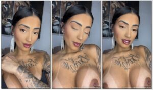Amanda Souza mostrando seus peitões com piercings nos bicos