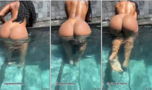 Marinara Melo, famosona do OnlyFans, exibindo seu bumbum na piscina completamente sem roupa