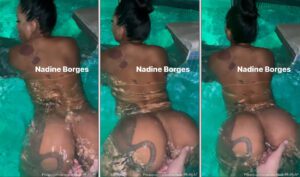 Nadine Borges fazendo um vídeo sensual na piscina com seu companheiro