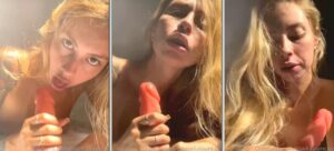 Giselia Bianca caprichando no sexo oral no brinquedo enquanto gravava um vídeo