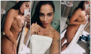 Monique Bertolini exibindo seus seios e bucetinha durante o banho