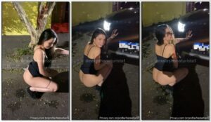 Natasha Naturista pega no flagra urinando na rua após festa bêbada