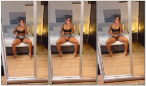 Vanessa Mello fazendo nudez e exibindo suas bucetinha em frente ao espelho