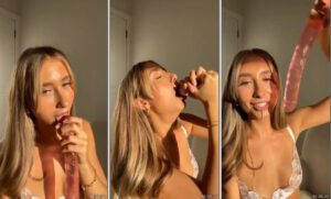 Lillian Phillips do onlyfans se divertindo com um consolo enorme na boca