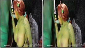 Juliette Michele apareceu vestida de Fiona enquanto fazia sexo oral no Shrek