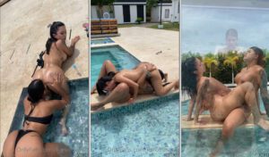 Karol Rosado fudendo gostoso gostoso com amiga na piscina, pornô lésbico gratuito