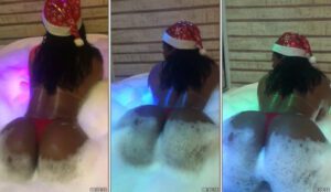 Vanessa Rodrigues arrasa com um visual de Mamãe Noel dançando com seu bumbum na banheira cheia de espuma