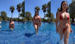 Demi Rose arrasando na piscina com um biquíni mínimo