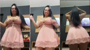 Josy Vania rebola com muita safadeza usando um vestidinho curto e uma coroa rabuda