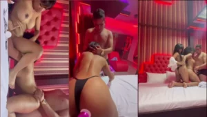 Amanda Luz fazendo sacanagem com um cara ao lado da amiga em um motel