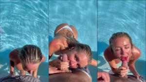 Bonnie Brown fudendo gostoso oral em homem na piscina até ele atingir o clímax