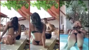 Samanta Andrade se divertindo muito na piscina de casa