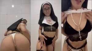 Freira Isabella DMM arrasando no rebolado ao som de funk com uma roupa justinha