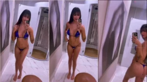 Mostrando a pele bronzeada, a Playmatemahiza aparece sem roupa exibindo sua marquinha