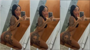 Tainá Ludovica mostrando tudo, de bundão empinado e tatuado no banheiro