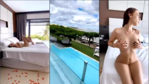 A professora Cibelly Ferreira em momentos íntimos no quarto de hotel