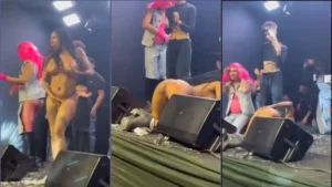 Inês Brasil foi flagrada fazendo um striptease no palco completamente nua