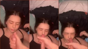 Vídeo caseiro de sexo oral com um cara bem pauzudo finalizando no rosto da namoradinha indefesa
