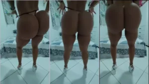 Vanessa Ataides exibe sua generosa retaguarda em vídeos usando calcinha