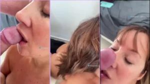 Vivi Fernandez fica com a boca cheia de um leite quentinho delícia
