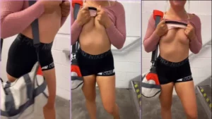 Flagra de uma desinibida soltando o short sem calcinha nas escadas do prédio