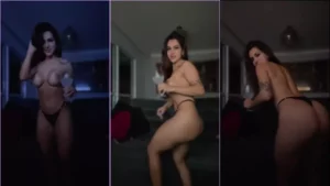 Jennifer Fabri acabou passando vergonha na internet ao ser flagrada dançando com os peitos de fora