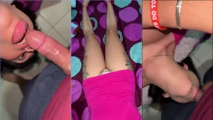 Sophia Leeh, a rainha do boquete, tá mangando a piroca do boy com muito gosto!