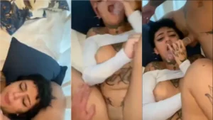 Vídeos que viralizaram na internet mostrando uma garota tatuada se divertindo com dois amigos