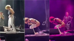 Flagras de verdade: cantora dando aquele jato na cara do fã durante o show!