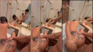 Laura Avelino se divertindo no banheiro com um garoto travesso