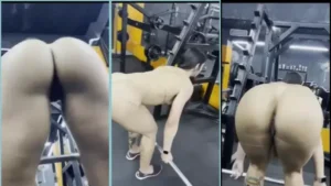 Amira Daher treinando e exibindo seu corpo todo suado na pelada