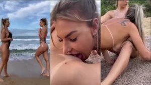Mina mais gostosa do Brasil na praia se esbaldando na vibe