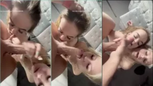 Vídeo caseiro da Ellie Cassidy se divertindo em uma sessão safada, fazendo um boquete duplo com a amiga!