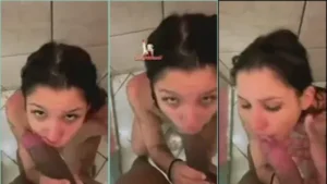 Vídeo pornô interracial com uma loirinha safada dando uma bela chupada em um pau bem grandão