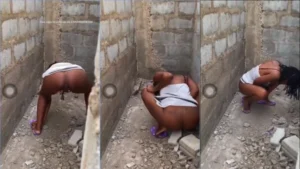Flagra caseiro da pretinha se divertindo na obra abandonada
