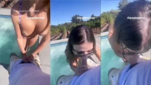 Grazi Mourão pega fogo se divertindo na piscina, fazendo umas paradas bem ousadas