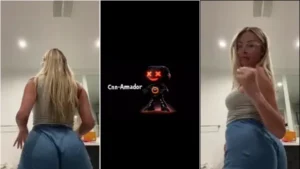 Loira gringa ousada, Corinna Kopf, mostrando seu bundão com um look de academia bem provocante