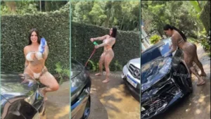 Vídeo quente da Anny Alves dando um trato no carro!