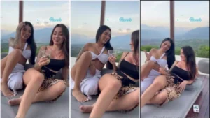 Karol Rosado se jogando na parte de baixo da amiga durante um 69