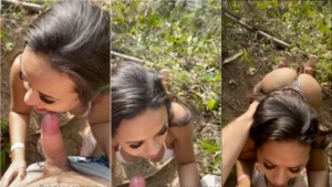Gi Paes gravando um vídeo picante, mamando um gostosão ao ar livre