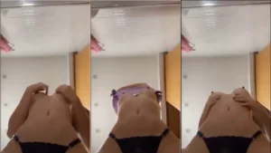 Jennifer Karoline dá uma valorizada no corpão, aparecendo de calcinha e deixando os mamilos à mostra
