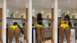 Rolou na internet Thami Souza se mostrando toda na cozinha