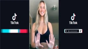 Tiktoker loira cheia de atitude provocando geral