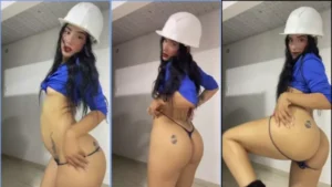 A Jeandry Litzy Quintana Centeno puxou a calcinha pra baixo e ebuceta o bumbum