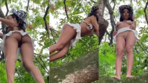 Itamara Flores subiu numa árvore e começou a despir-se