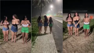 Rolou um vazamento da Mari Casada e suas amigas exibindo os peitões na rua!