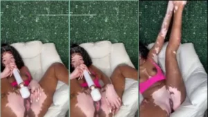 Traycee Teaa, uma YouTuber que fala sobre vitiligo, usando uma varinha mágica bem peculiar na buceta