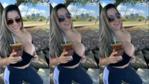 Vídeo da gata poderosa exibindo as teta enquanto saboreia um chimarrão